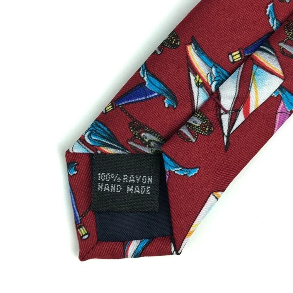 Utopia Men's Tie Handmade Red Sailboat Boat Ocean Nautical Novelty Necktie 56